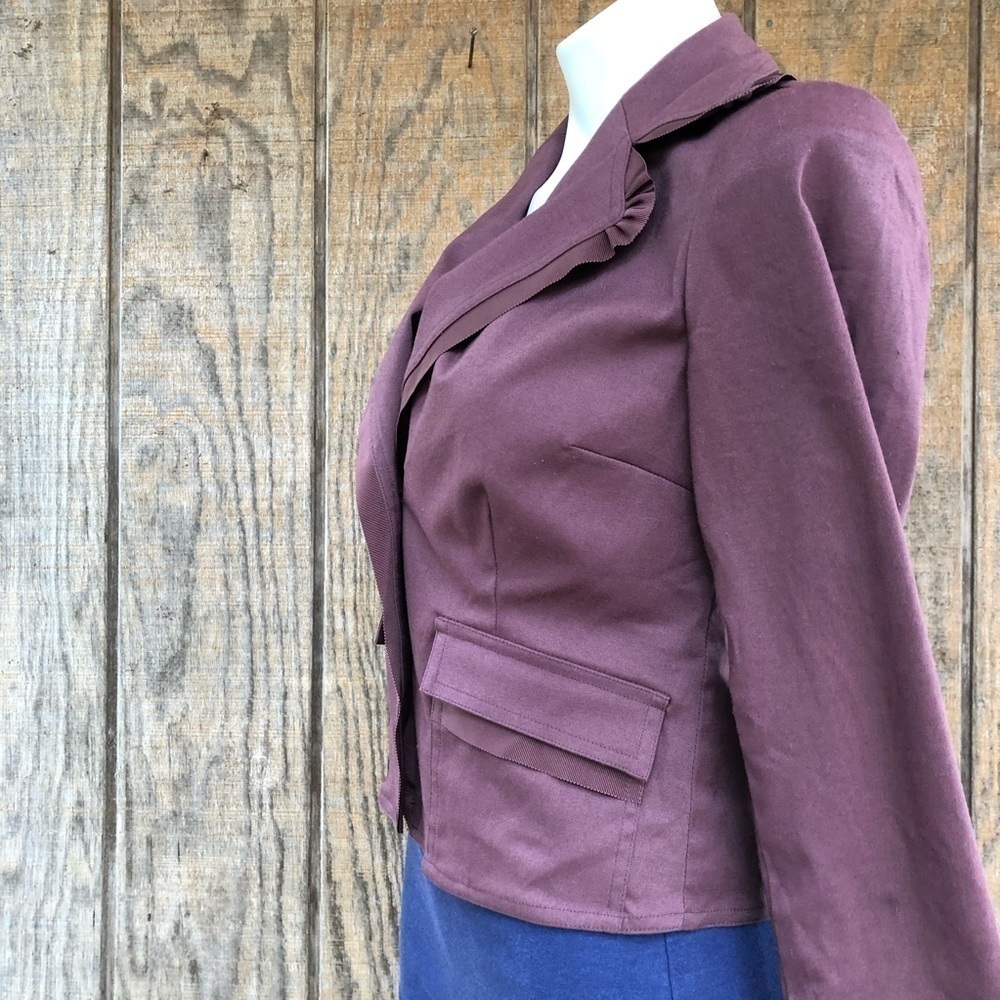 J jill ruffled lapel cropped blazer 0 petite - Picture 2 of 13